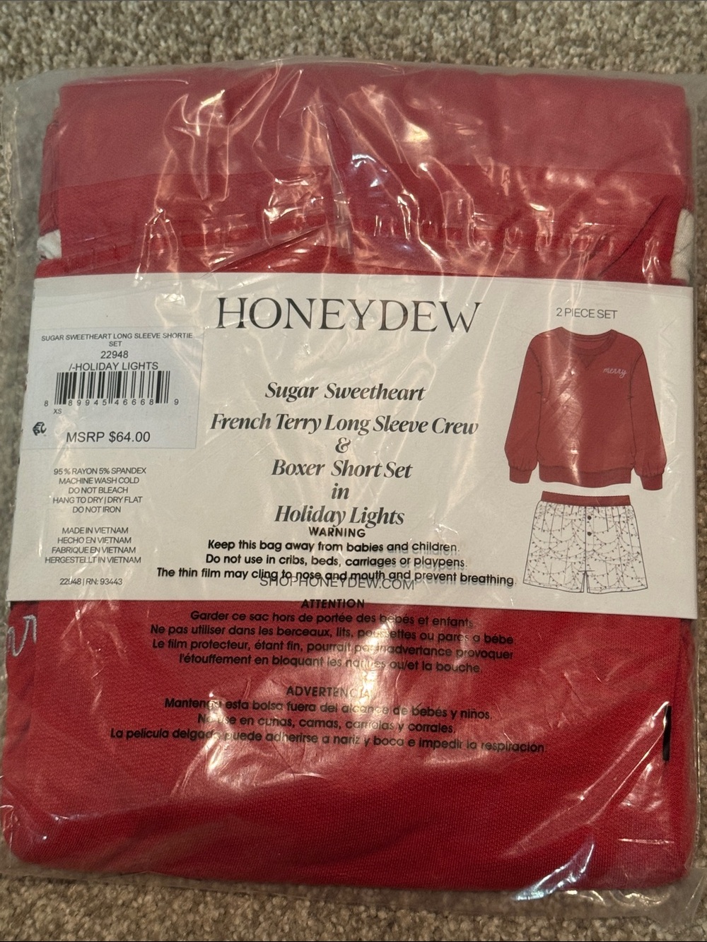 Honeydew Holiday Pajama Set Merry Holiday Lights